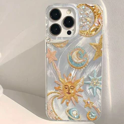 Capinha Para iPhone XR XS MAX 7 8 14 15 16 Plus 11 12 13 14 15 16 17 Pro Max À Prova de Choque Sol e Lua