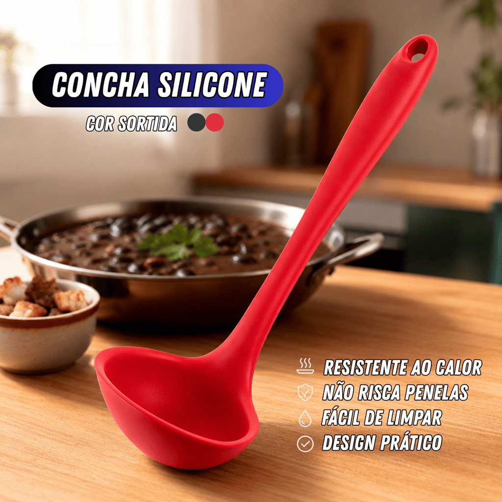 Concha Silicone Cozinha Antiaderente Grande Macia Durável Utensílio Seguro Material Alimentício Resistente Oferta