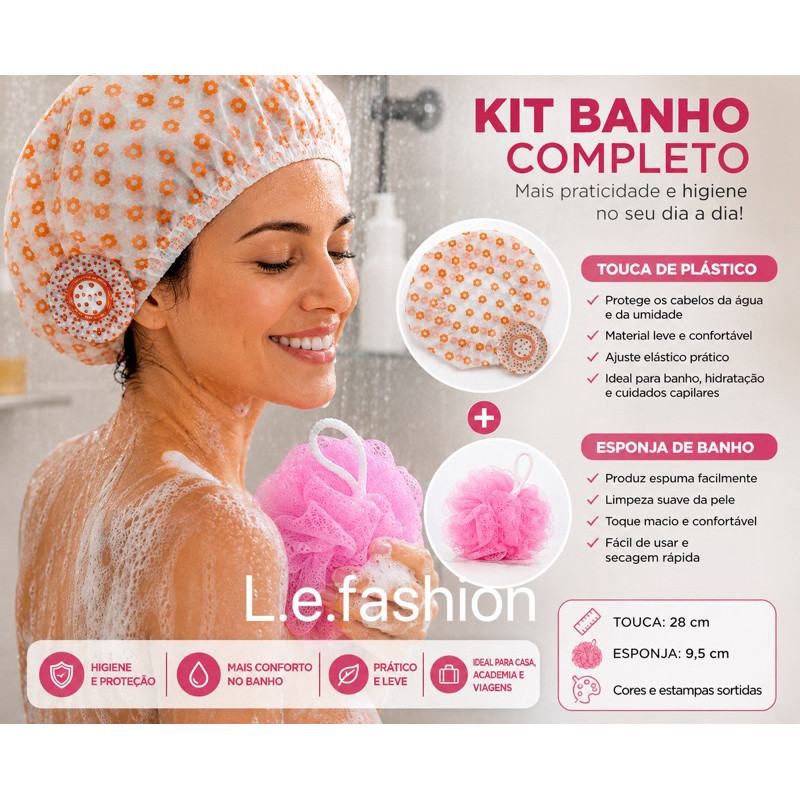kit  Esponja de touca Para Banho com Cordinha