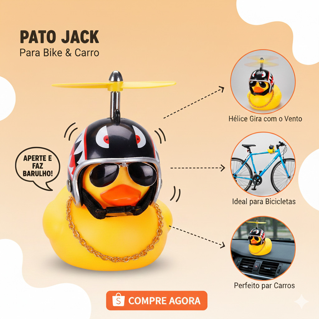 Patinho Jack Da Zueira Com Led Decoração Moto Bike Carro Pato De Borracha