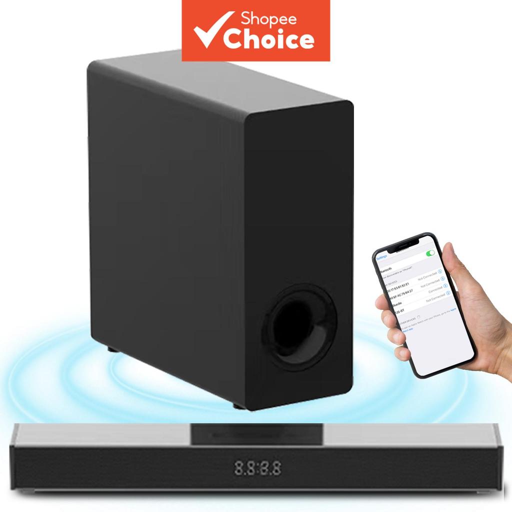 Barra de som Bluetooth 5.3 sem fio: som estéreo envolvente 3D com graves profundos e vocais claros, home theater de mesa