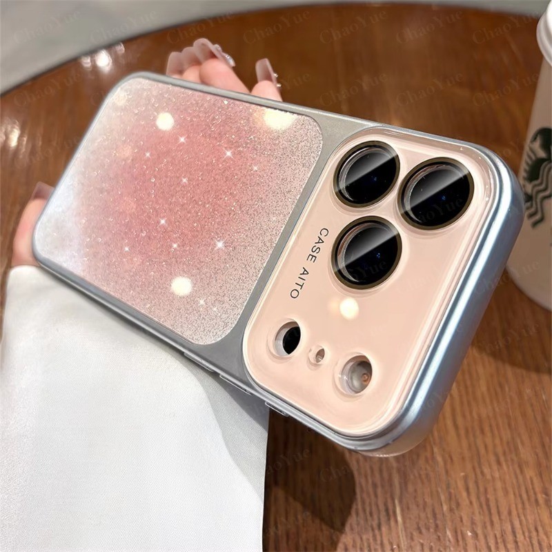 Linda Capa De Telefone Com Glitter Compatível IPhone 17 16 15 14 13 12 11 Pro Max Plus Efeito Gradiente Traseira À Prova