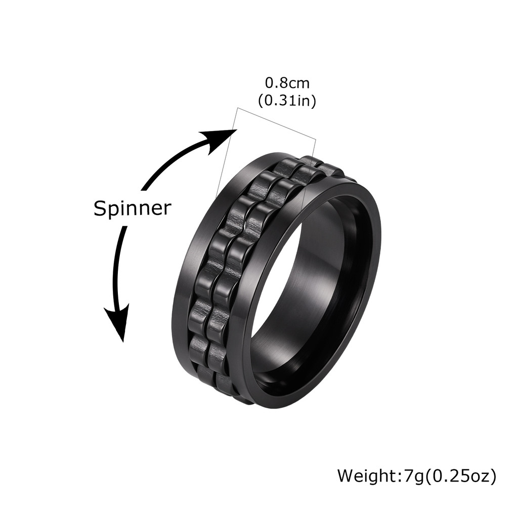 Anel Giratório Vnox Para Homens , De Aço Inoxidável , Aliança De Casamento Durável , Ajuste Confortável , Tamanho 7-12 , — imagem 2 de 2