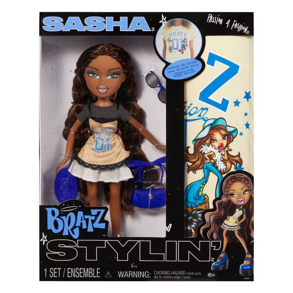 Boneca Bratz Stylin'sasha Fashion Com Acessórios E Camiseta Personalizável