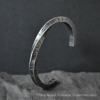 Pulseira de aço inoxidável Mobius, cor vintage, estilo masculino, moda nórdica, estilo Viking, padrão de letras, acessór