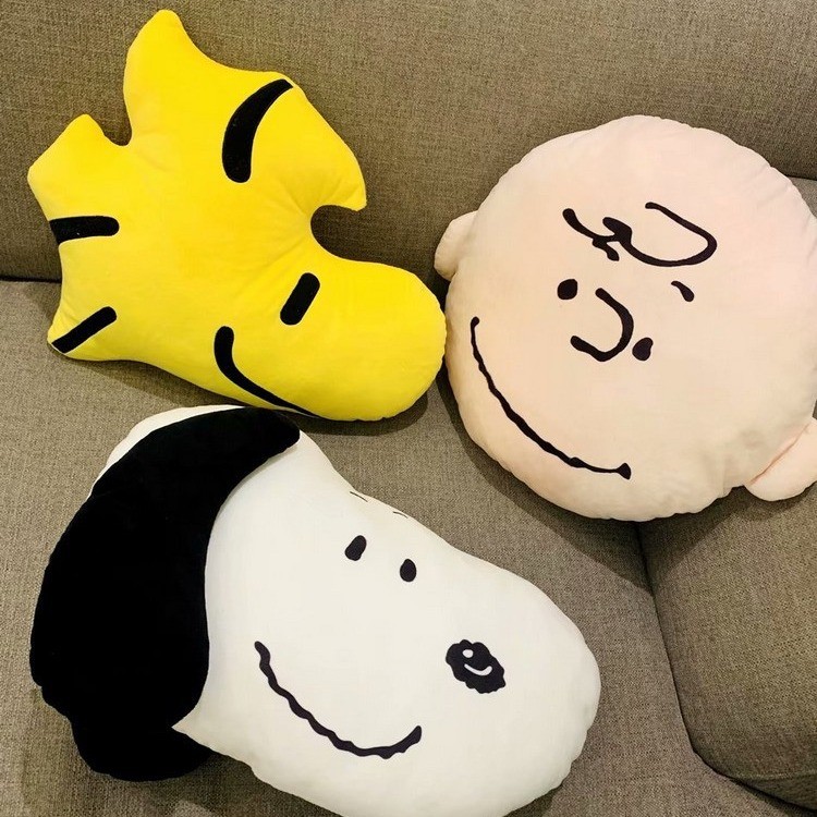 Almofada de Pelúcia Fofa do Snoopy e do Woodstock |     Almofada Macia para Encosto de Sofá ou Cama de Escritório NCVS