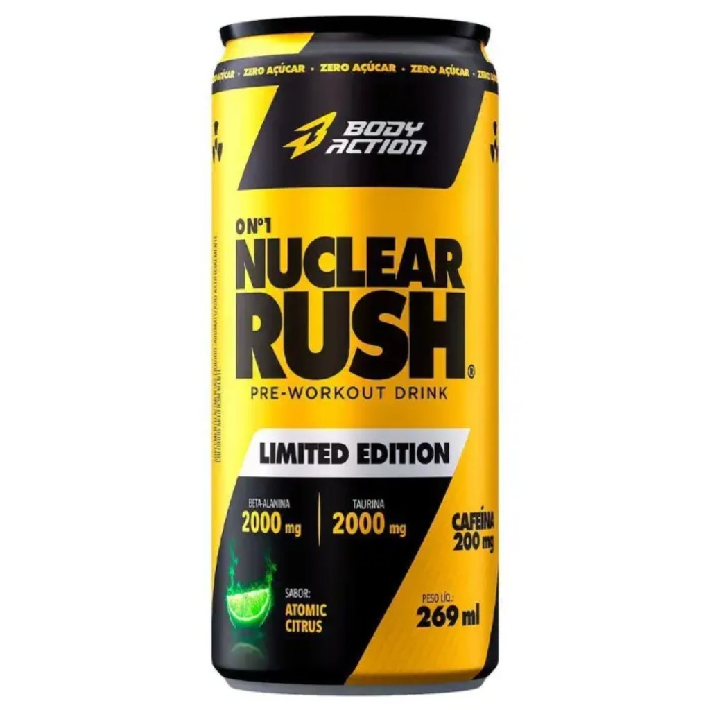 Nuclear Rush Pre Workout Drink Lata Com 269Ml Bodyaction