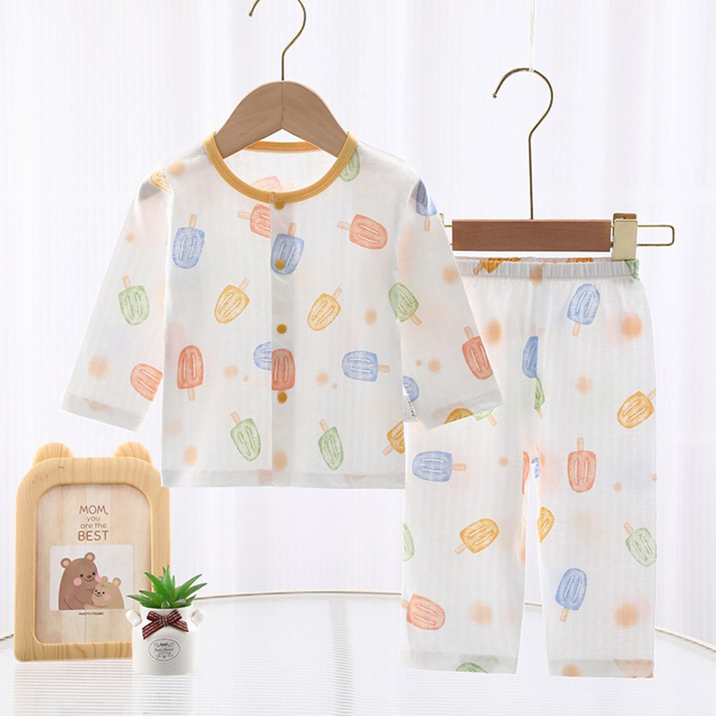 Anyang roupas infantis roupas de bebê verão estilo fino bebê Split terno puro algodão crianças ar condicionado roupas ve