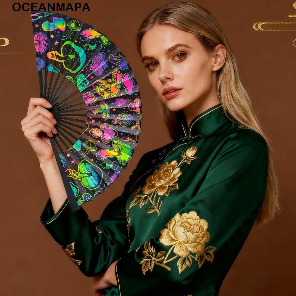Ventilador De Kung Fu OCEANMAPA , Mão Dobrável Grande De 23 Cm , Leque De Dança De Personalidade Reflexivo Tai Chi