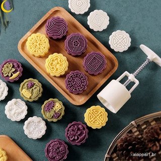 10 Moldes Redondos/Quadrados para Bolinhos de Lua com Flor Redonda/Quadrada 100g Ferramentas de Decoração de Fondant Man