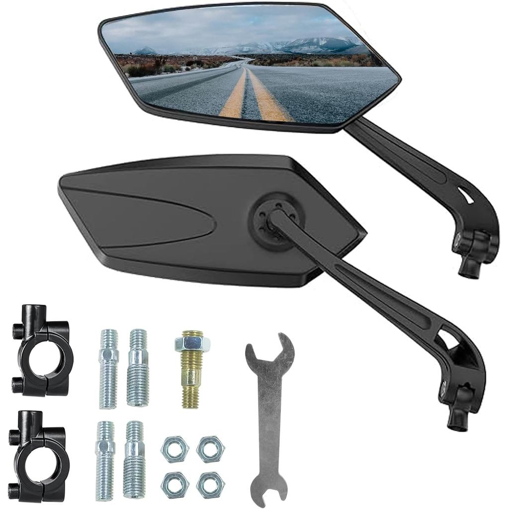 1 Par de Espelhos para Bicicleta, Espelho Retrovisor para Motocicleta e Ciclismo, Espelho de Guidão de Bicicleta com Vid