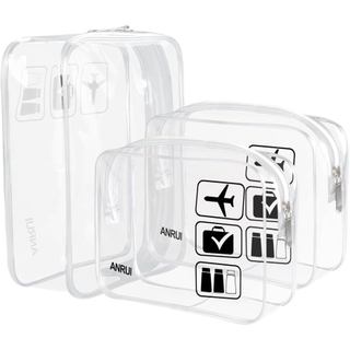 Bolsas de Maquiagem Transparentes ANRUI - Pacote com 3 Bolsas de Viagem de Tamanho Quart, Bolsas de Higiene Pessoal Apro