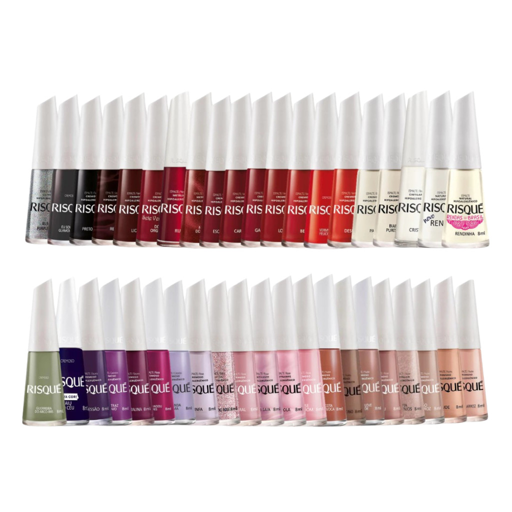 Kit Esmalte Risqué Atacado 40  Tons Cremoso Metalico Glitter
