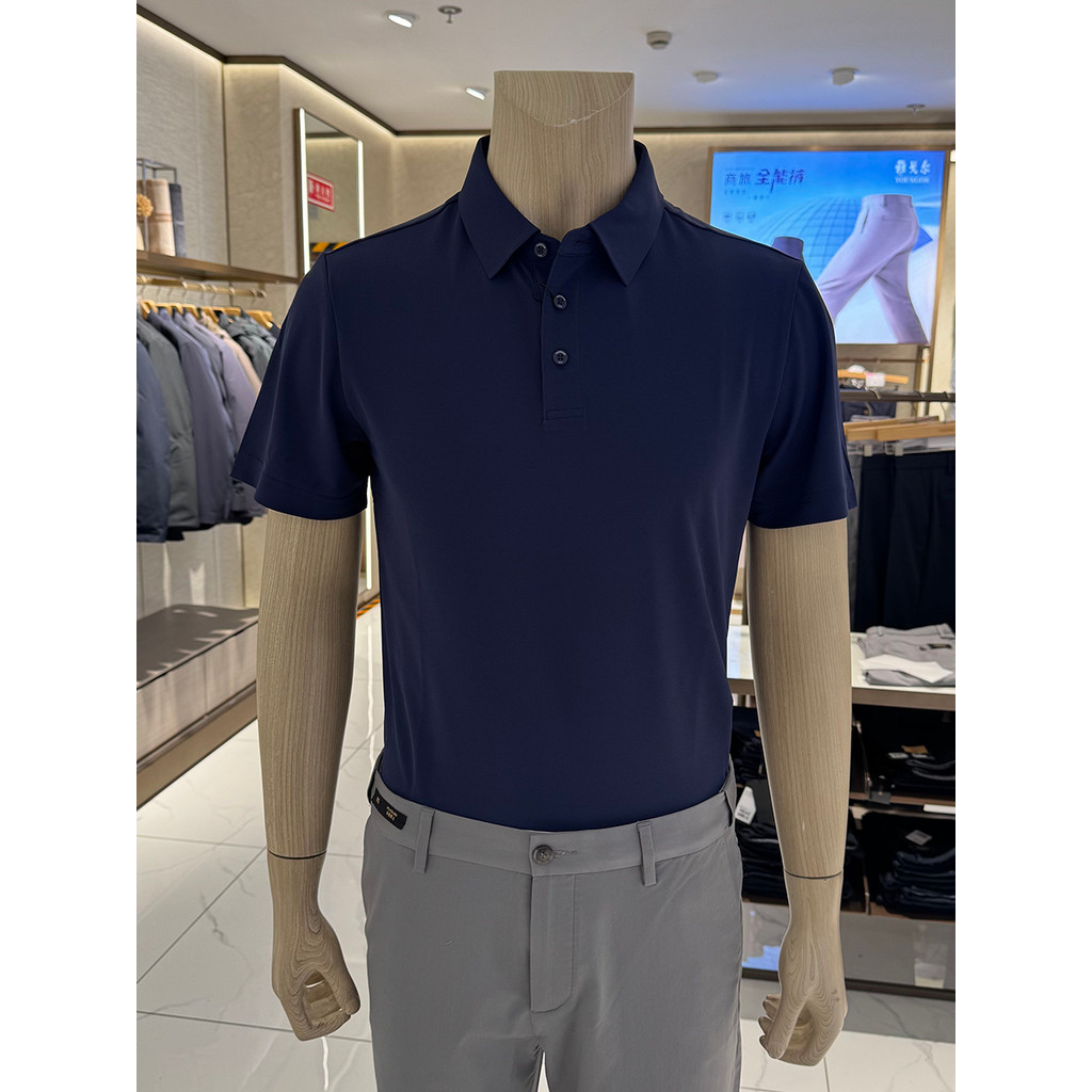 [4 cores] Camisa POLO masculina de manga curta Yagoer cor sólida poliéster sensação legal protetor solar lapela camiseta