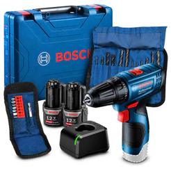 Parafusadeira GSR 120-LI Bosch Furadeira 12V com Brocas e Bits 2 Baterias Carregador e Maleta