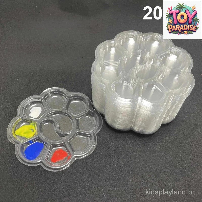 20 peças de paletas descartáveis para pintura a guache e óleo, laváveis, em formato de flor de ameixa, para pintura artí