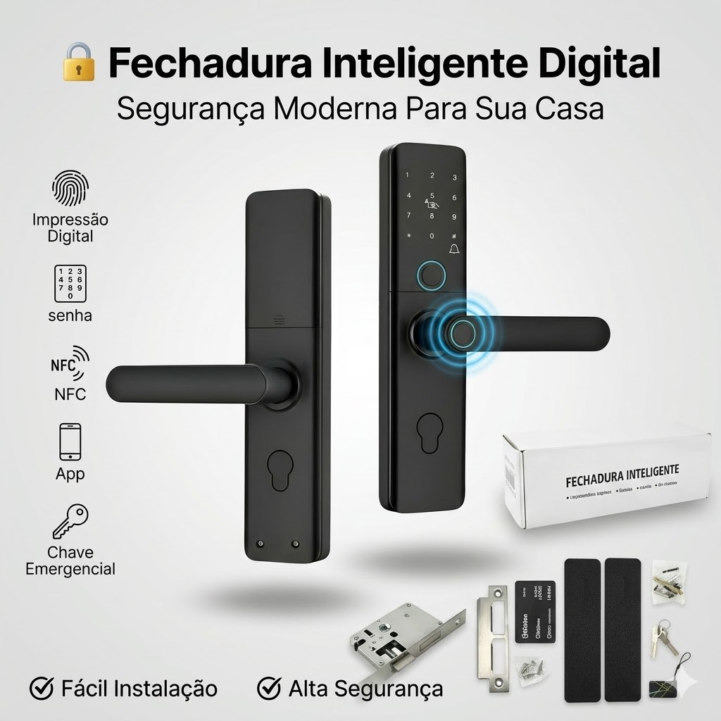🔐 Fechadura Digital Inteligente Biométrica NFC Senha App Para Porta