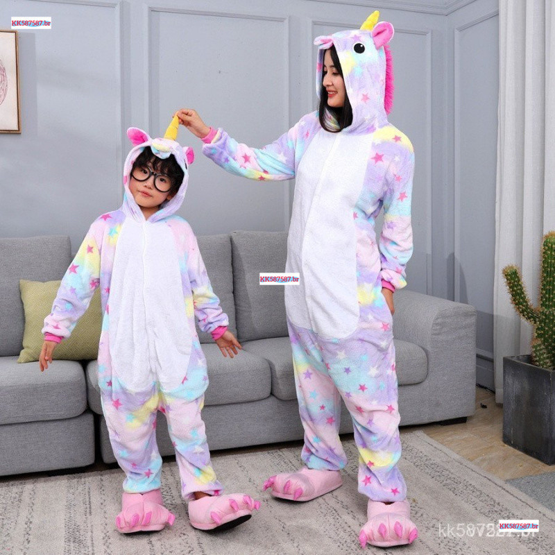 Pijama Unissex Adulto de Uma Peça, Fantasia Divertida de Unicórnio Animal Pikachu 4HZN NMFE