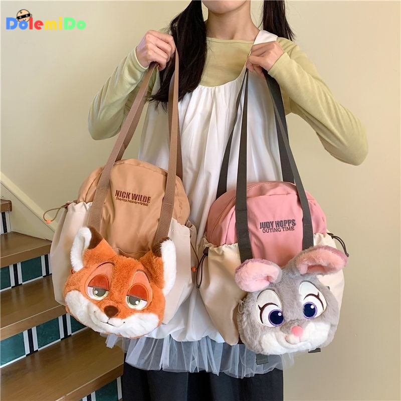 Nova Bolsa de Pelúcia Fofa Judy Nick, Divertida e Feminina, Bolsa Transversal de Pelúcia de Raposa e Coelho, Moderna e E
