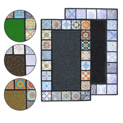 Tapete Antiderrapante Emborrachado Capacho Porta de Entrada Mosaico 48x78 Castela