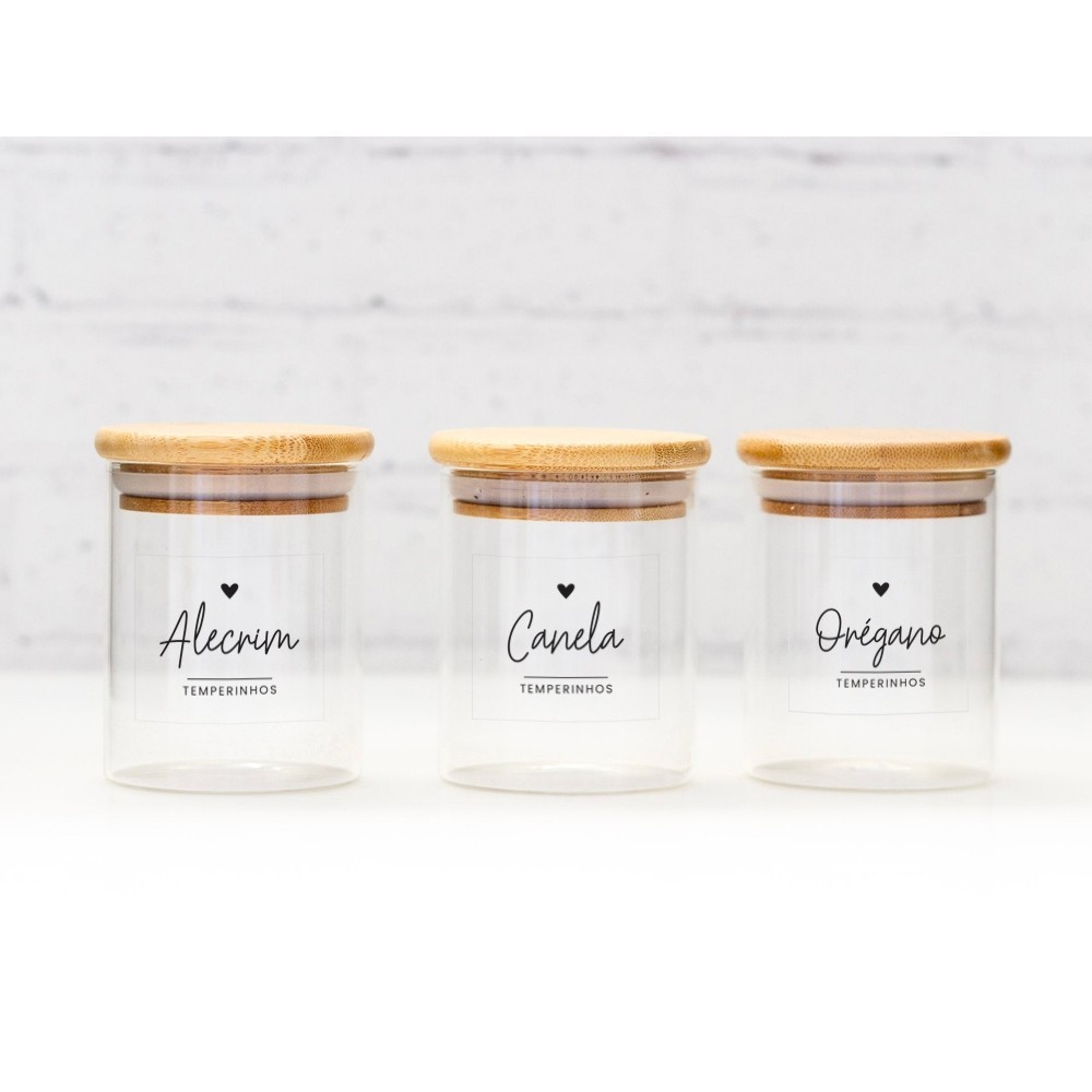 KIT 60 Adesivos para Potes de Temperos Condimento para Organizar Cozinha, 4x4cm em vinil