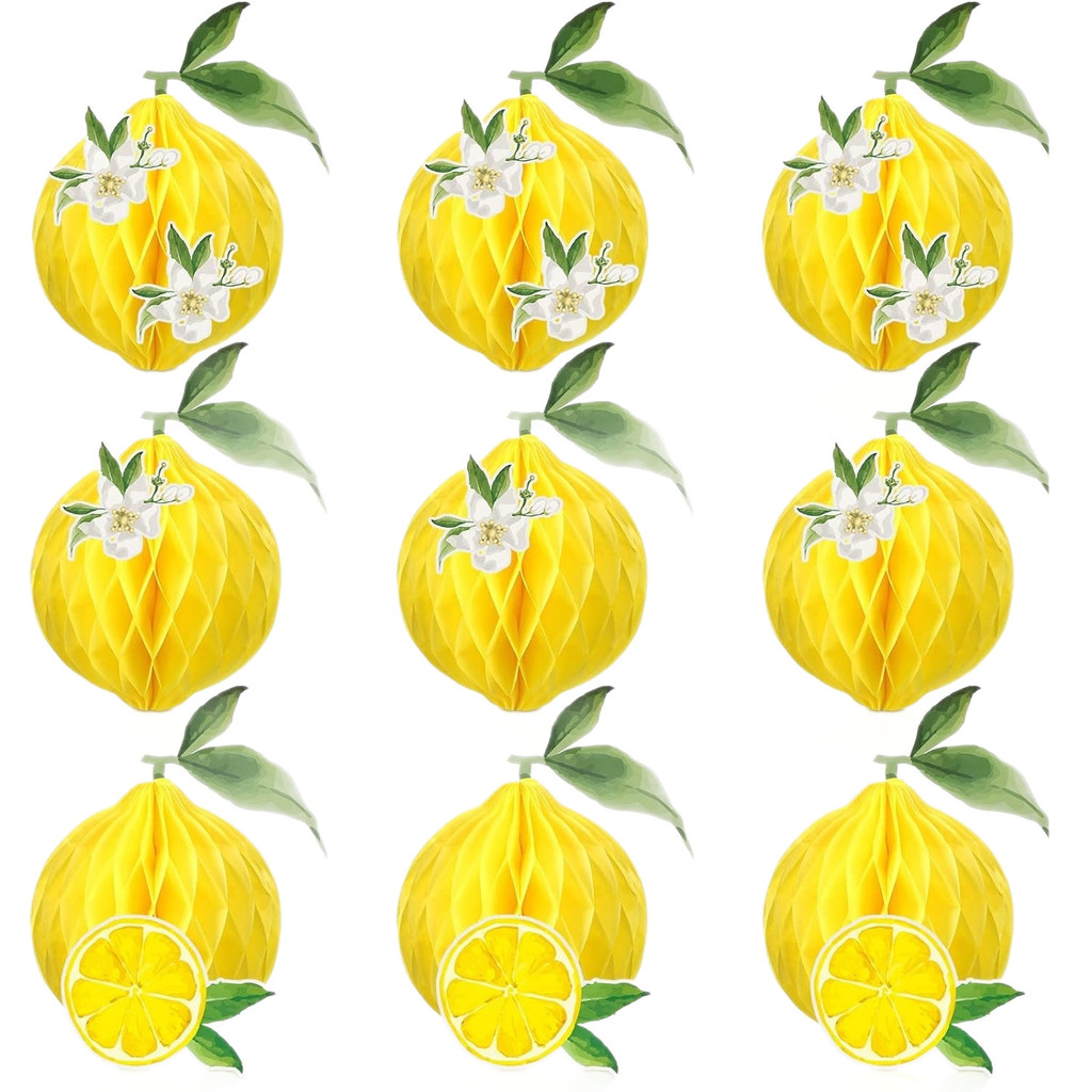 Ornamento De Suspensão De Bola De Papel De Favo De Mel De Limão Tropical : Decoração De Pompom De Tecido Em Forma De Fru