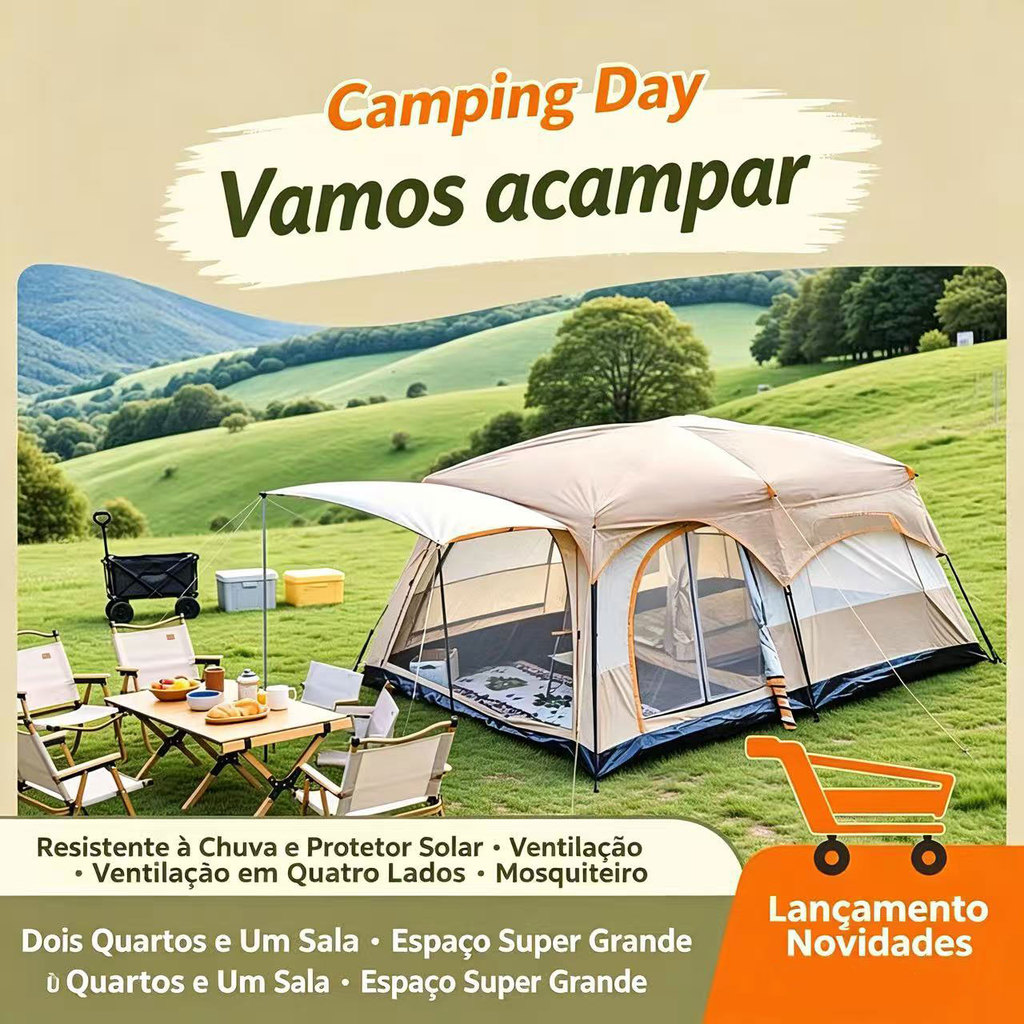 Barraca Camping Acampamento 8-12 Pessoas Impermeavel Familiar Grande