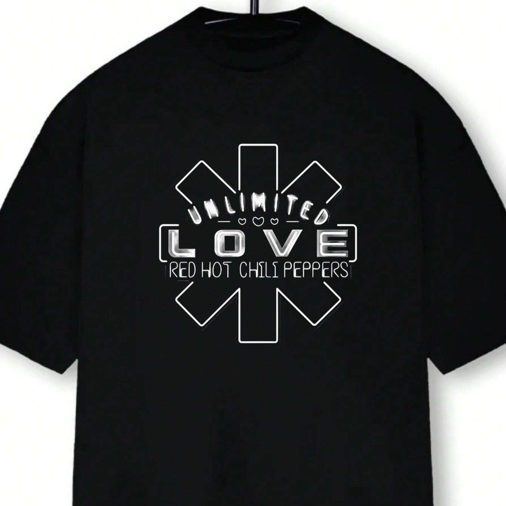 Camiseta estampada premium em puro algodão Camiseta Masculina Unlimited Love Red Hot Chili Peppers Streetwear 2025 Novo