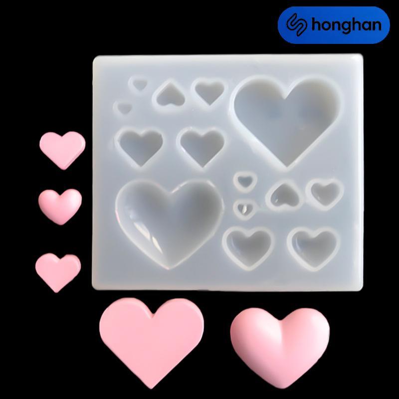 [honghan] 3D Amor Coração Forma Molde De Silicone Resina Epóxi Cozinha Bolo Decoração Chocolate DIY Joias Brincos Ferram