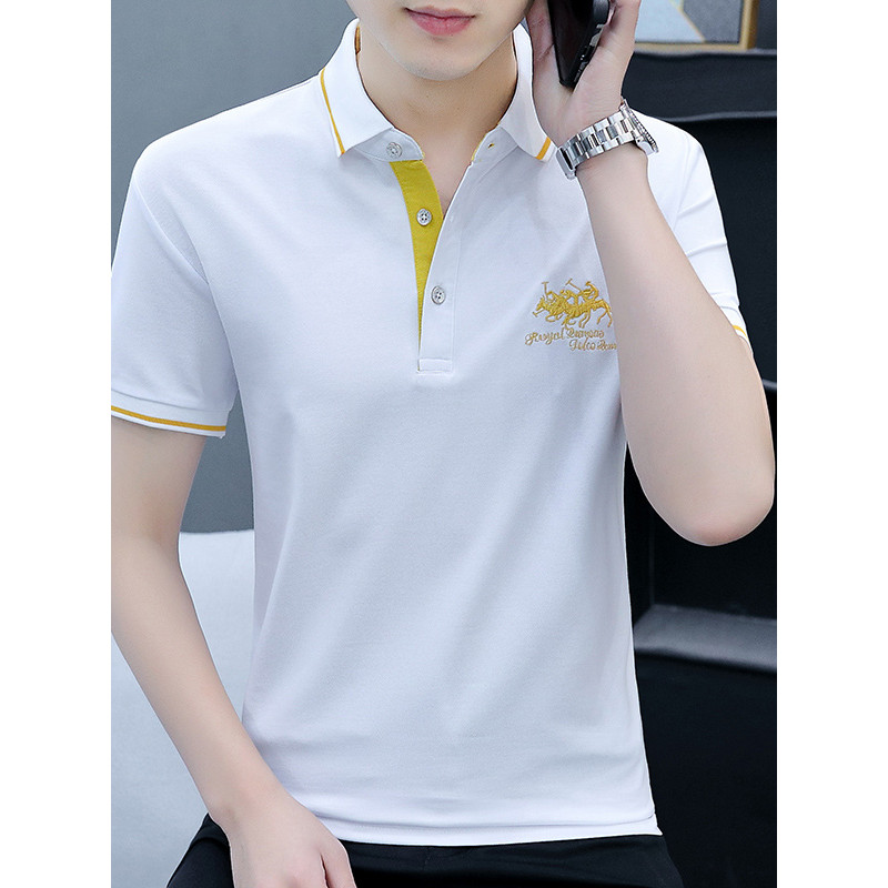 Camisa gola de manga curta camiseta masculina lapela camisa Polo High-End Casual negócios All-Match masculino wear Stree