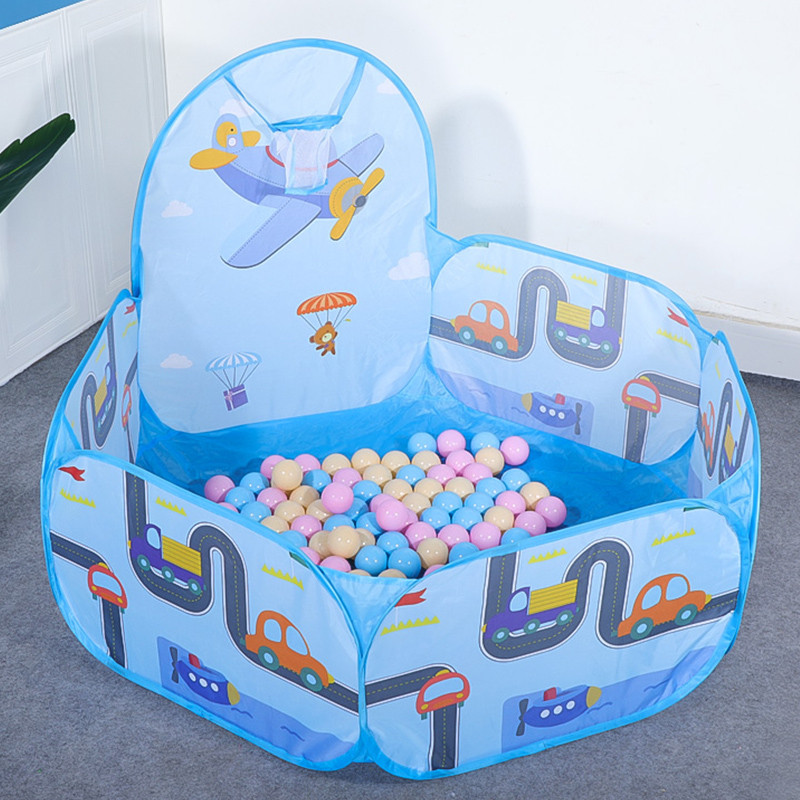 Tenda infantil dobrável Playhouse azul desenho animado avião carro interior tiro Bobo oceano piscina de bolinhas