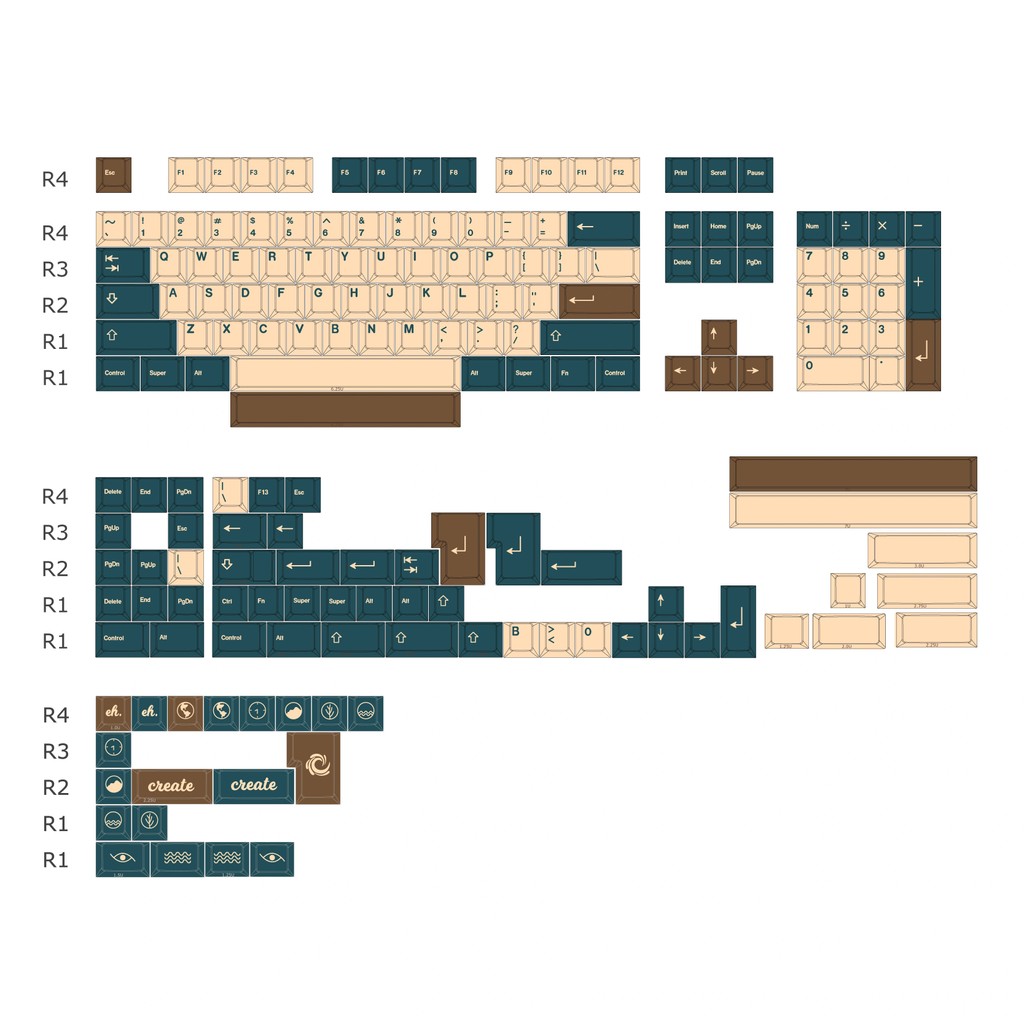 GMK Tons de Terra Tons de Terra PBT Original Fábrica Sublimação Mecânica Keycap Personalizado Grande Conjunto Completo A