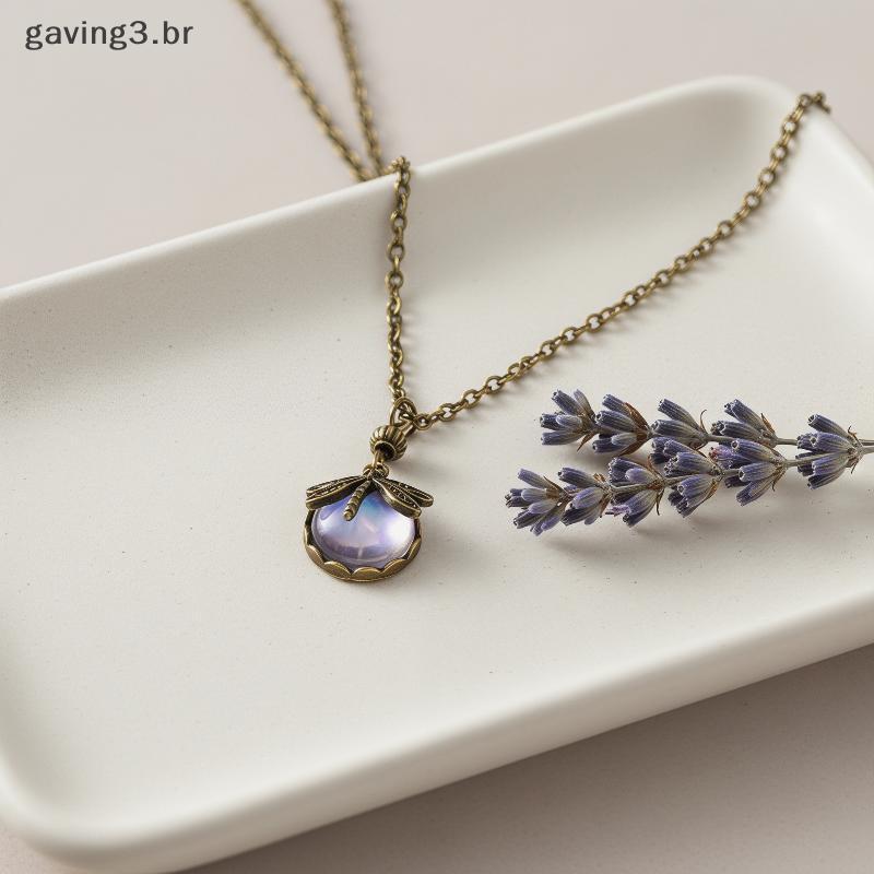 [GAVBR] Nelace De Libélula De Bronze Com Escultura Em Pedra Azul Para Mulheres , Roupas Casuais Ou Formais Elegantes [HO