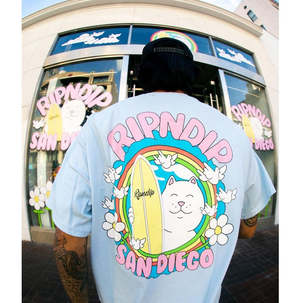 Street Wear Barato Gato Dedo Médio Gato Camiseta de Manga Curta Casal Verão Impresso