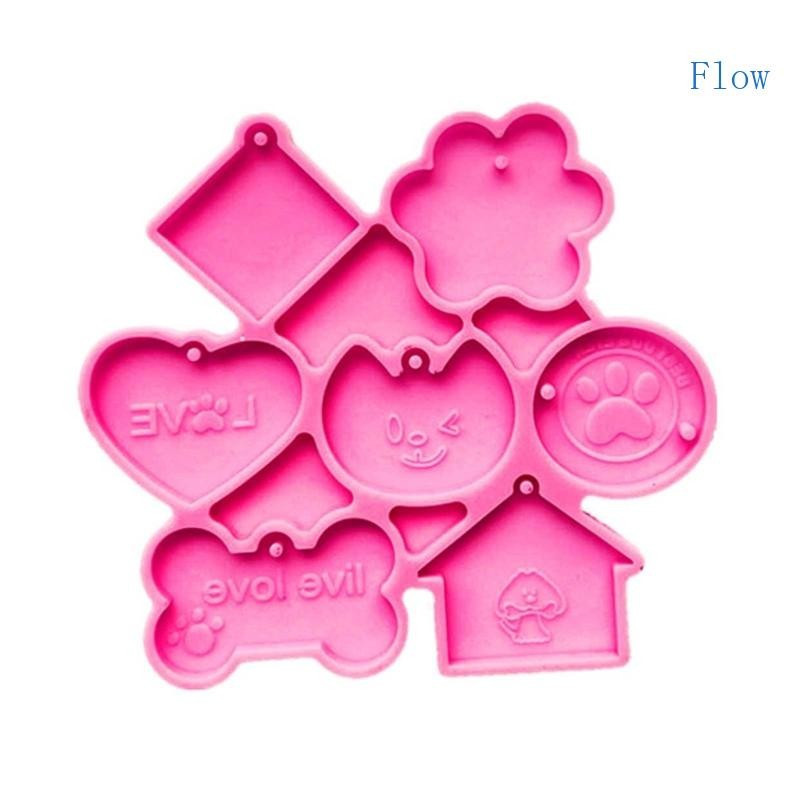 Fluxo Redondo Forma Tag Chaveiros Molde DIY Epóxi Artesanato Colar Chaveiro Jóias
