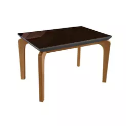 Mesa para Cozinha Londrina + Tampo Madeirado Vidro Reto 120x80cm Grafite/Imbuia - Rufato