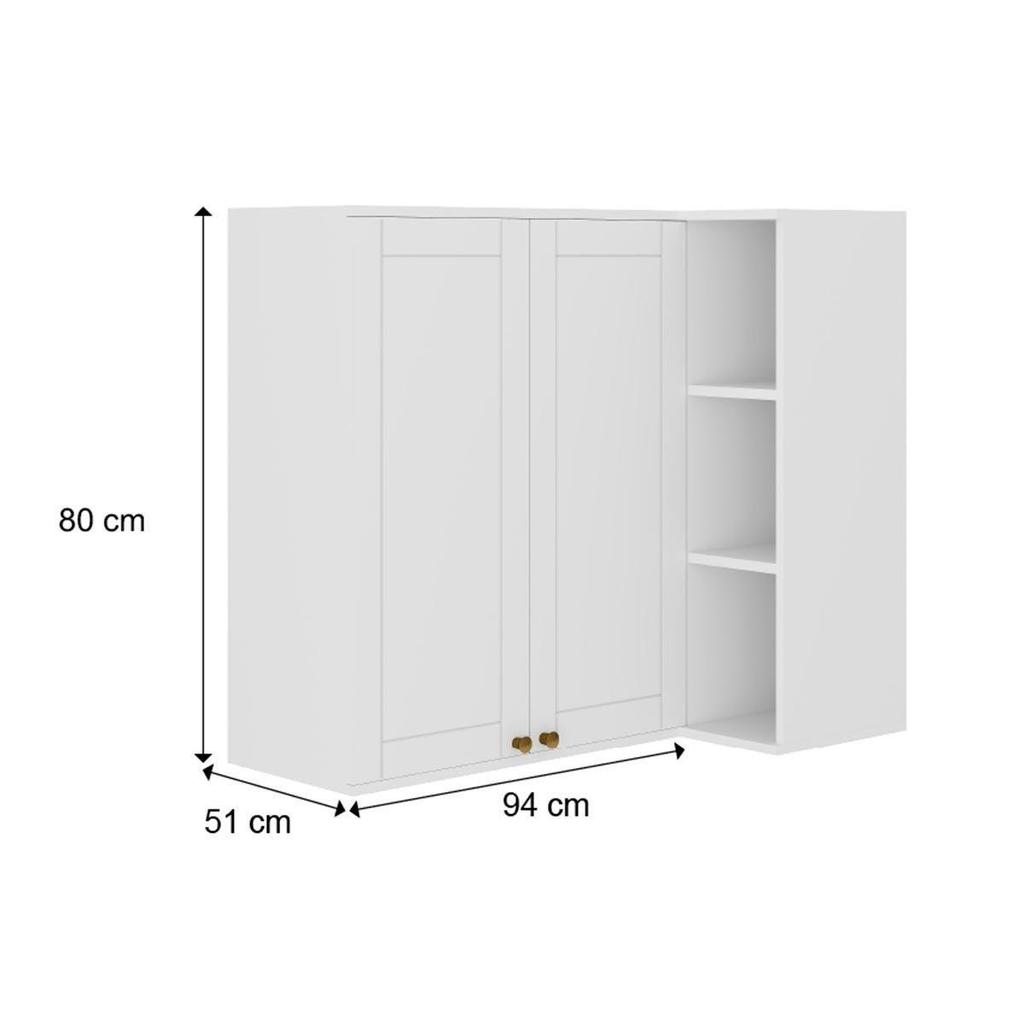 Armário Aéreo p/ Cozinha Bella 2604 Canto Reto c/ 2 Portas 94cm Nogal/Cinza - Carraro
