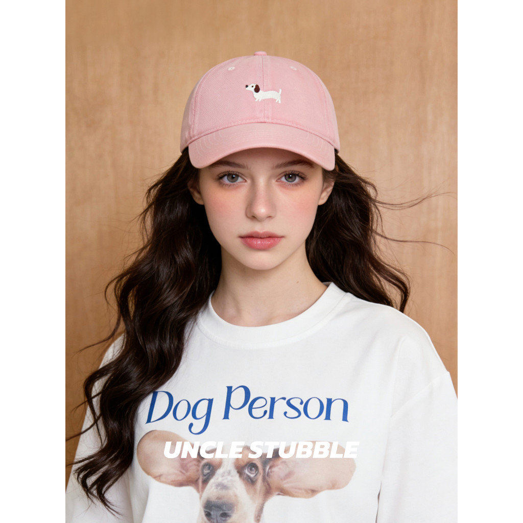 Rosa bonito Dachshund cão boné meninas estilo coreano doce idade-reduzindo boné de beisebol primavera verão Casual All-M