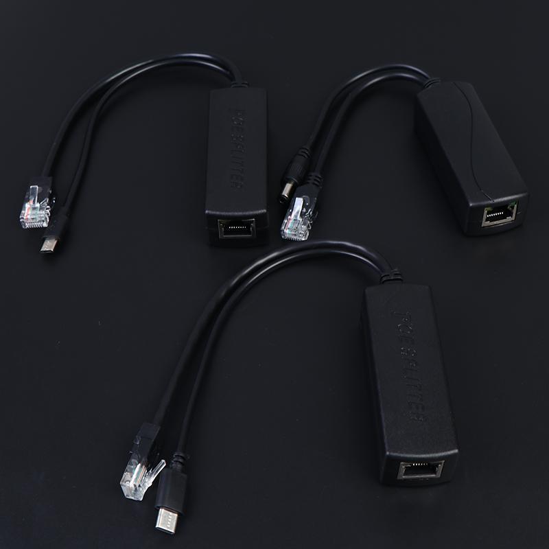 DC48V Para 5V Micro USB POE Divisor Conectores Adaptador Cabo Câmera IP Módulo De Fonte De Alimentação Ethernet 100M