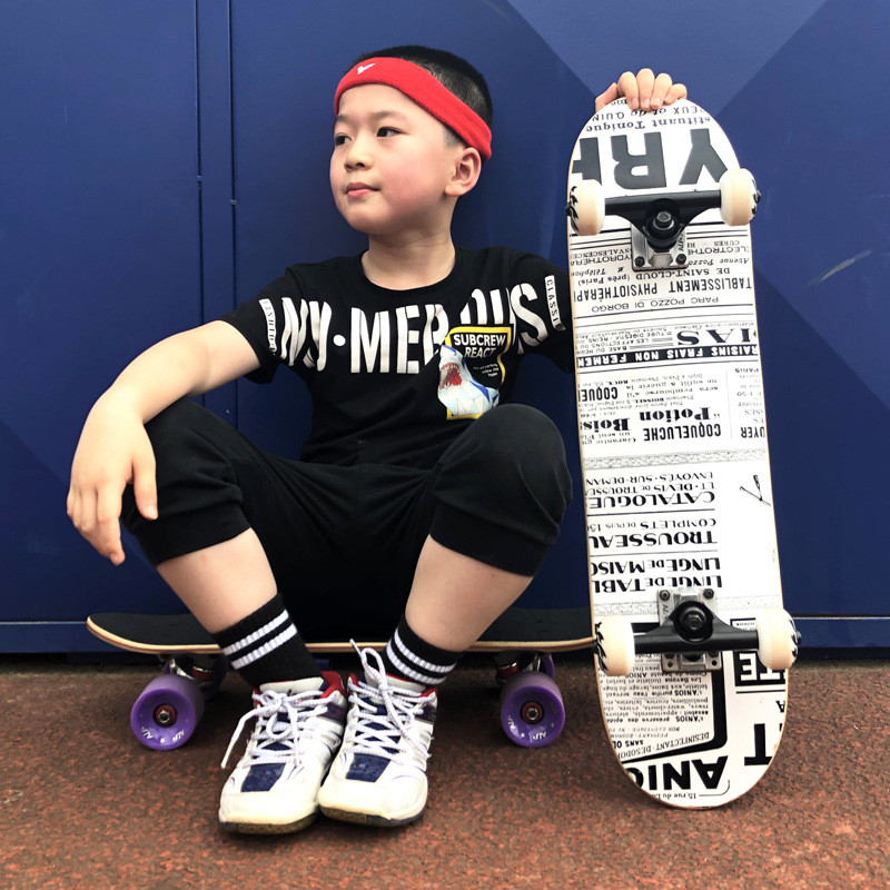 Crianças skate iniciante 7-Polegada placa profissional juventude escova rua placa curta meninos meninas duplo deformado