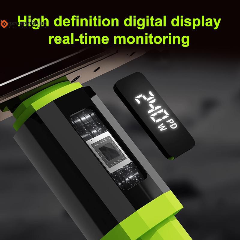 [PPTS] Cabo USB C De 240 W Com Display De Energia Carregador De Carregamento Rápido Para IPhone 15 16 17 Samsung Xiaomi