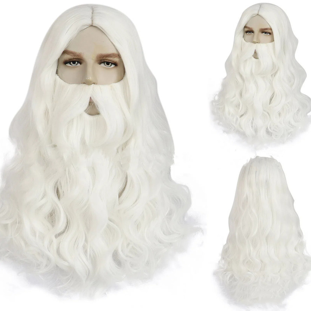 Peruca Cosplay De Papai Noel Com Tema De Bigode Festa Vovô Branco Longo Yaki Fofo Dumbledore Thor Masculina