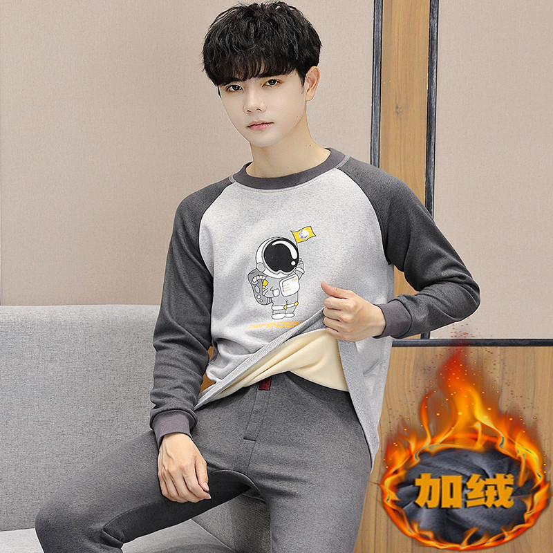 Roupa interior térmica masculina forro de lã júnior estudantes do ensino médio adolescentes crianças grandes engrossado 