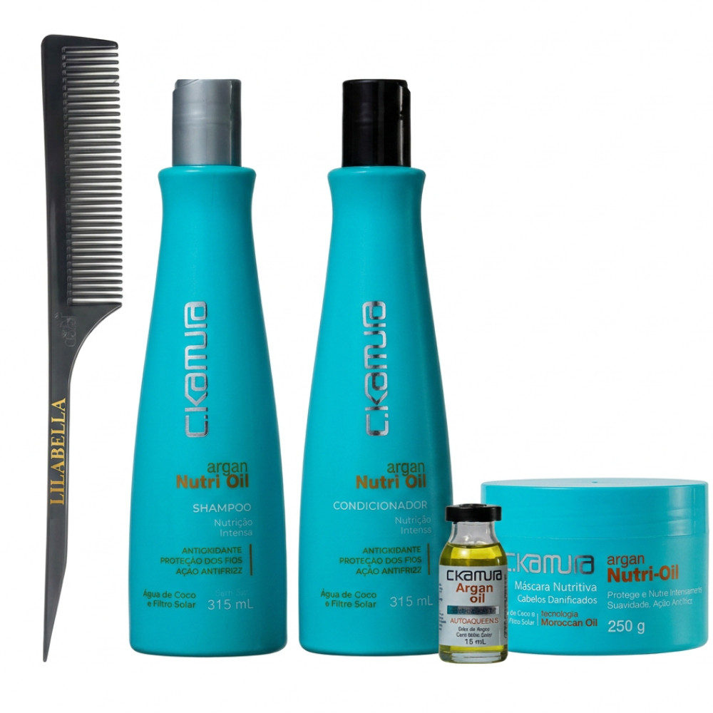 Kit C.Kamura Argan Nutrição Profunda + Pente Lilabella