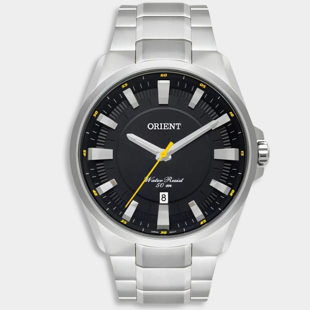 Relógio Orient Analógico Pulseira Elos Masculino - Prata e Amarelo