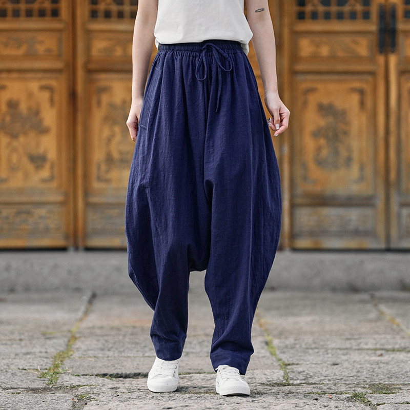 Novo estilo chinês melhorado Hanfu estilo chinês prática calças casuais Tai Chi Wudang Kung Fu calças masculinas meditaç