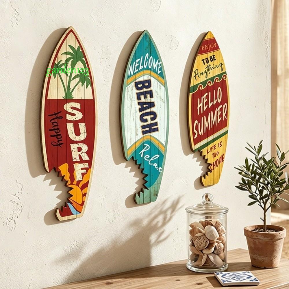 AGARDEN 3 Peças De Decoração De Prancha De Surf De Praia , Estampa Vintage Colorida Para Pendurada Na Parede , Feita À M