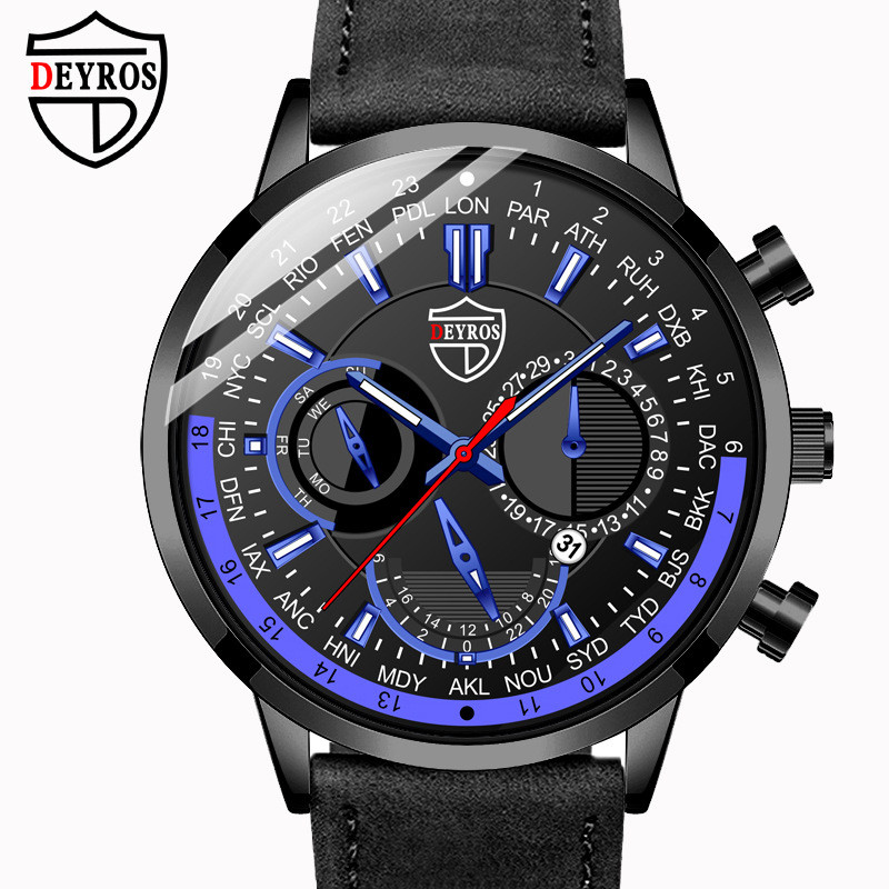 DEYROS Moda Relógio Calendário Relógio High-End Cinto Estudante Relógio Luminoso Relógio de Quartzo Relógio Esportivo Ma