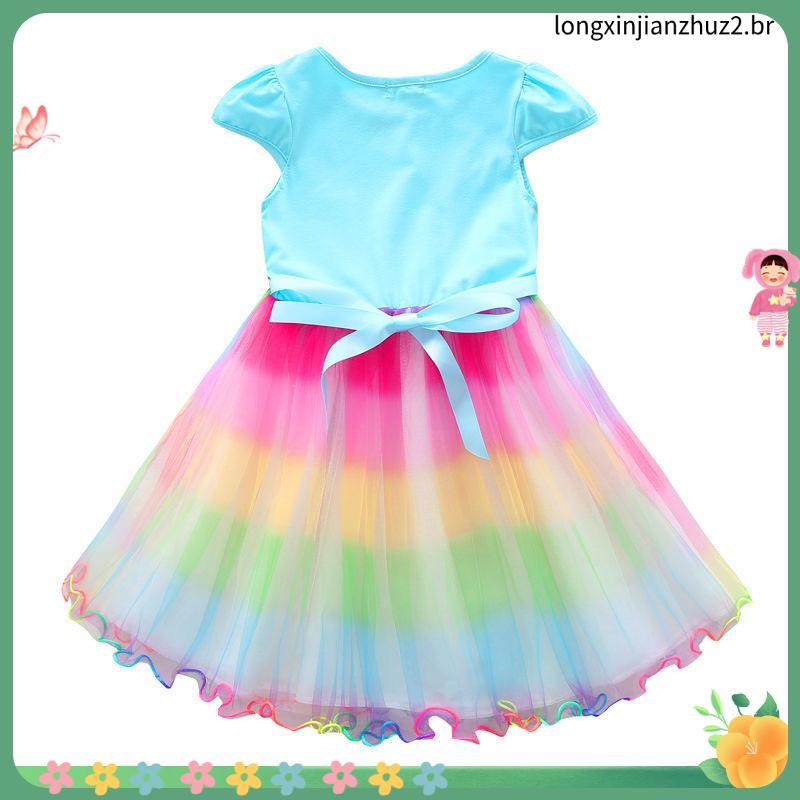 2023 Novas Meninas Vestido De Verão Congelado Princesa Rainha Elsa Roupa De Festa Para Crianças De 2-6 Anos De Idade