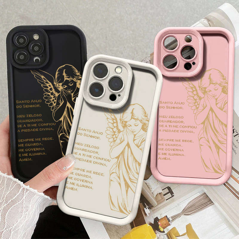 Capinha de celular anti impacto de Oraçäo Santo Anjo para iPhone 11 12 13 16 17 15 14 pro max 15 14 Plus 13 Pro capa